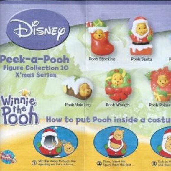 Winnie The Pooh Peek-a-Pooh Christmas #10 Pooh Poinsetta Tomy Yujin Disney - Picture 3 of 4